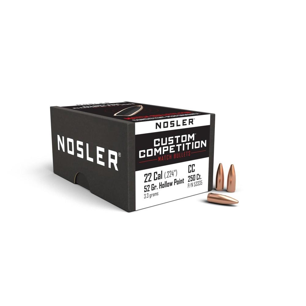 Nosler Custom Competition Rifle Bullets .22 cal .224″ 52 gr HPBT 250/ct
