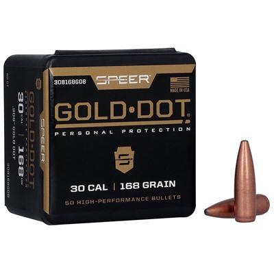 30 CALIBER (0.308”) 168GR GOLD DOT SOFT POINT 50/BOX